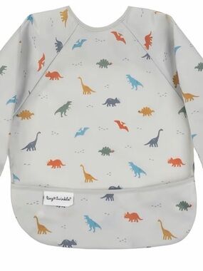 Tiny Twinkle Cream Long-Sleeve Dino Bib. Small.   A2